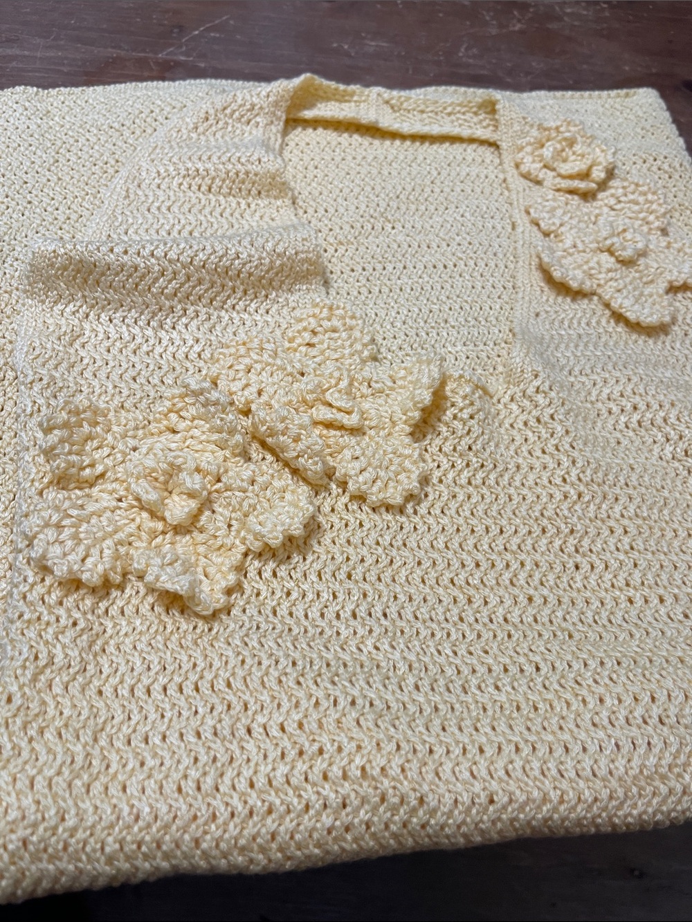 Yellow Crochet Halter Mini Dress with Floral Accents - Picture 4 of 4